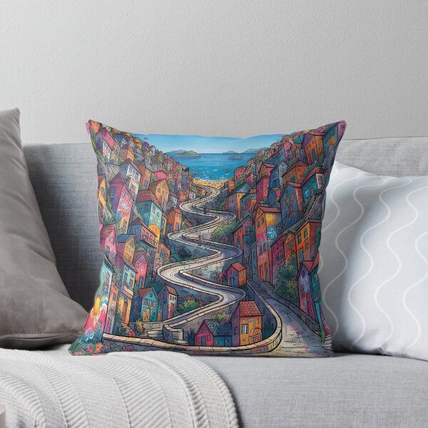 Item preview, Whimsical Coastal Village Zig Zag Street Art designed and sold by TeeBeeDesigns.