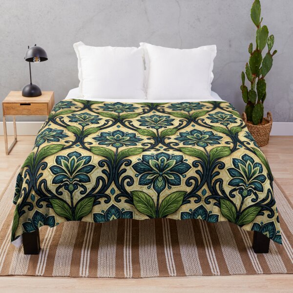 Item preview, Vintage Olive and Navy Symmetrical Foliage Art designed and sold by Piotrek0001.