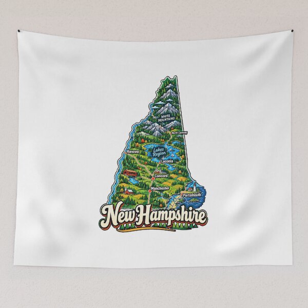 Item preview, Hand Drawn New Hampshire Travel Souvenir Landmark Gift designed and sold by MichaeIRellov.