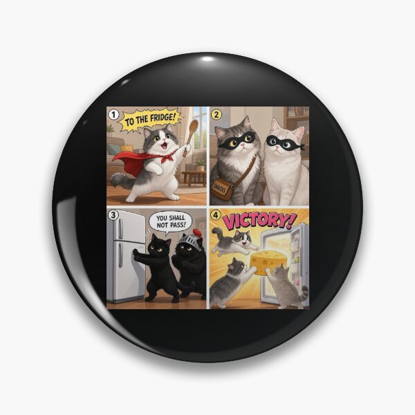 Item preview, The Great Fridge Heist - Funny Cat Comic Strip (4 Panels) designed and sold by PetalsPaws.