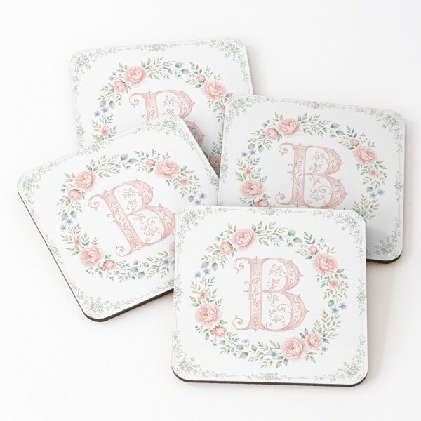 Item preview, Pink Floral Monogram Alphabet B Initial Wreath Preppy Art designed and sold by Yellowriversss.