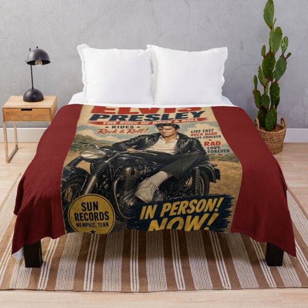 Item preview, Elvis Presley The King of Rock and Roll Vintage Biker Poster designed and sold by ElvisVintagePosters.