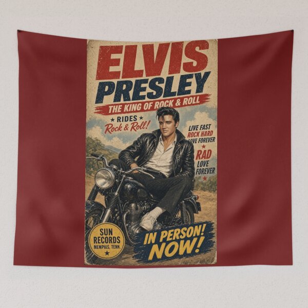 Item preview, Elvis Presley The King of Rock and Roll Vintage Biker Poster  designed and sold by ElvisVintagePosters.