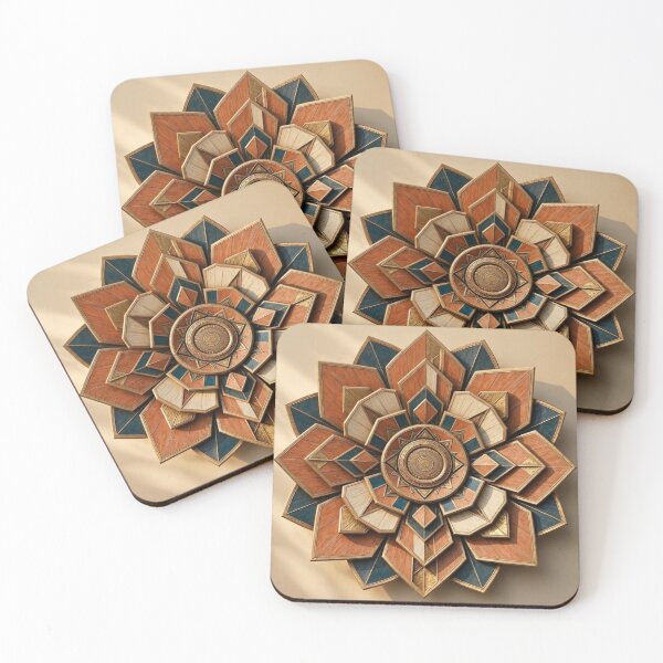 Item preview, 3D Geometric Wooden Mandala Lotus Flower Layered Art Deco Wall Relief designed and sold by Dogandesighn.