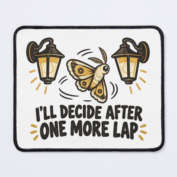 Item preview, Overthinking Moth Funny “One More Lap” Quote designed and sold by DesignsDominus.