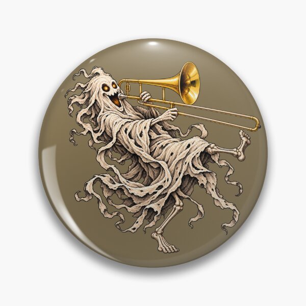 Item preview, Funny Ghost Trombone Player Gothic Halloween Music Art designed and sold by Meandmyshop.