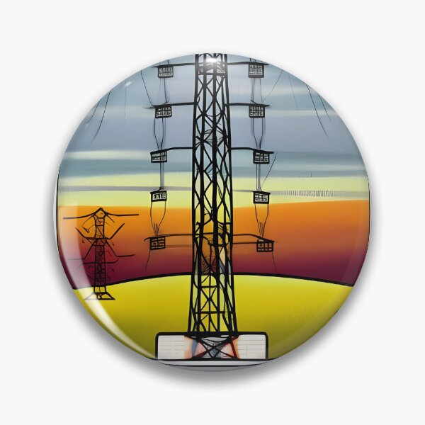 Item preview, Industrial Electricity Pylon Silhouette at Sunset Vector Style AI Art designed and sold by Pylon-Bureau.
