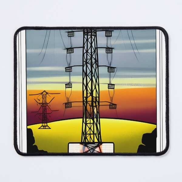 Item preview, Industrial Electricity Pylon Silhouette at Sunset Vector Style AI Art designed and sold by Pylon-Bureau.