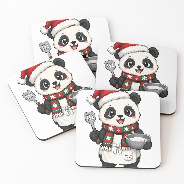 Item preview, Panda Baking Christmas Cookies Pixel Art designed and sold by PopDigital.