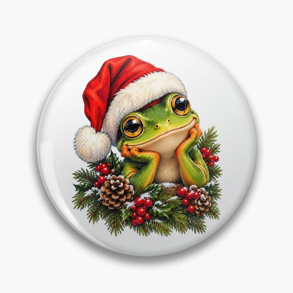 Item preview, Christmas Frog in Santa Hat – Cute Festive Frog Holiday Illustration designed and sold by SOUFIANE1991.