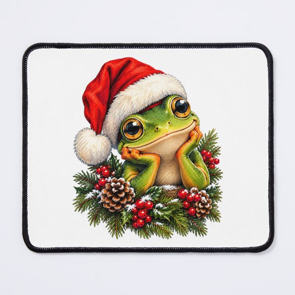 Item preview, Christmas Frog in Santa Hat – Cute Festive Frog Holiday Illustration designed and sold by SOUFIANE1991.
