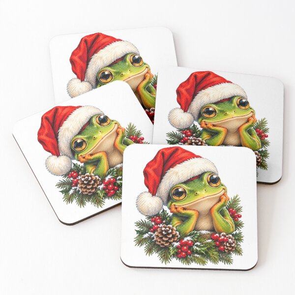 Item preview, Christmas Frog in Santa Hat – Cute Festive Frog Holiday Illustration designed and sold by SOUFIANE1991.