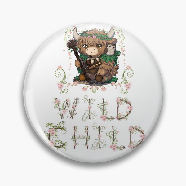 Item preview, Wild Child Cute Chibi Woodland Cow- Dark Branch Wood and Pink Flowers designed and sold by kjmastersart.