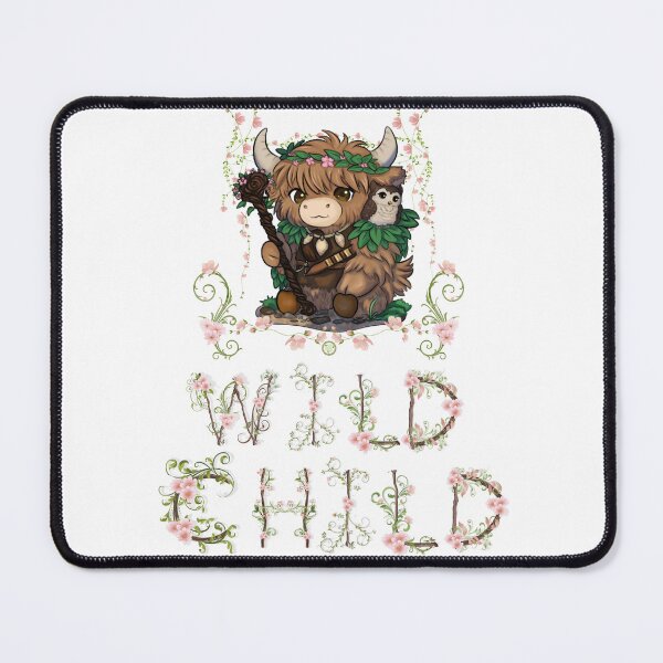 Item preview, Wild Child Cute Chibi Woodland Cow- Dark Branch Wood and Pink Flowers designed and sold by kjmastersart.