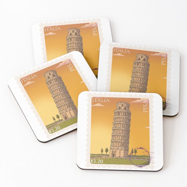 Item preview, Leaning Tower of Pisa Italy Vintage Postage Stamp Art designed and sold by YellowLion.