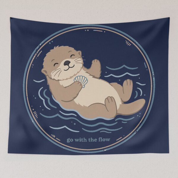 Item preview, Cute Graphic Go With Flow Otter Coastal Beach Vintage designed and sold by Yellowriversss.