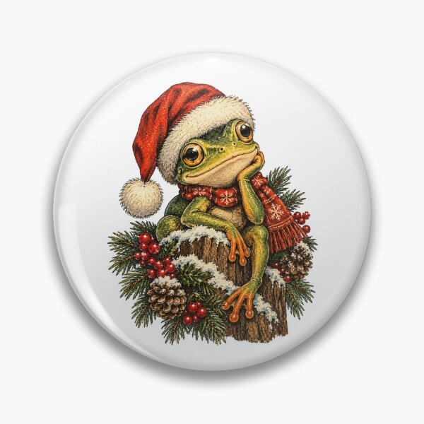 Item preview, Christmas Frog in Santa Hat – Cute Festive Frog Holiday Illustration designed and sold by SOUFIANE1991.