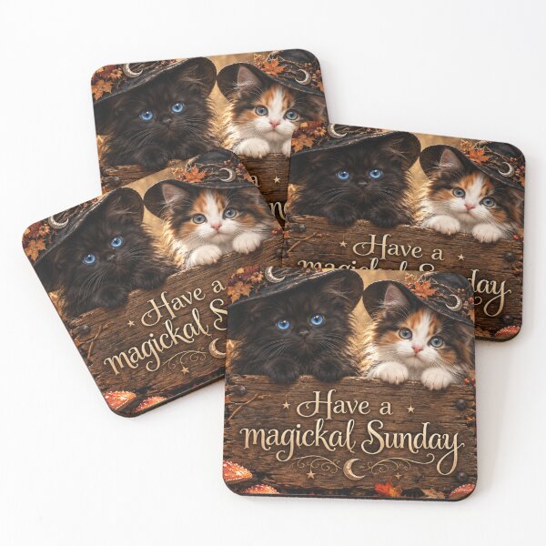 Item preview, Have a Magickal Sunday Witchy Autumn Cats designed and sold by WhimsyWink.