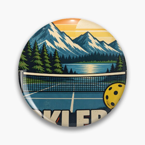 Item preview, Retro Mountain Pickleball Outdoor Badge designed and sold by JAZZY-DESIGN.