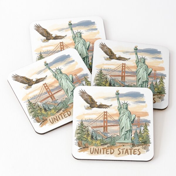 Item preview, Bald Eagle, Statue of Liberty and Golden Gate designed and sold by EdwinkOne.