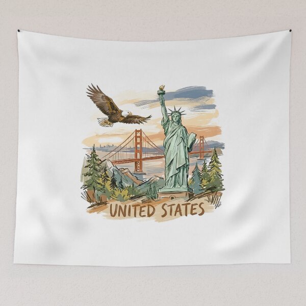 Item preview, Bald Eagle, Statue of Liberty and Golden Gate designed and sold by EdwinkOne.