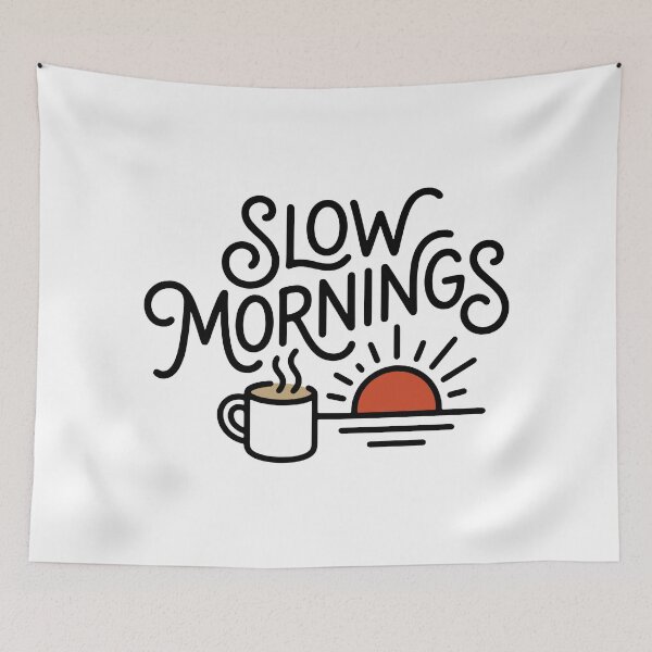 Item preview, Slow Mornings Coffee Sunrise Typography Art designed and sold by AIG - Andrei Ilie Graphics.