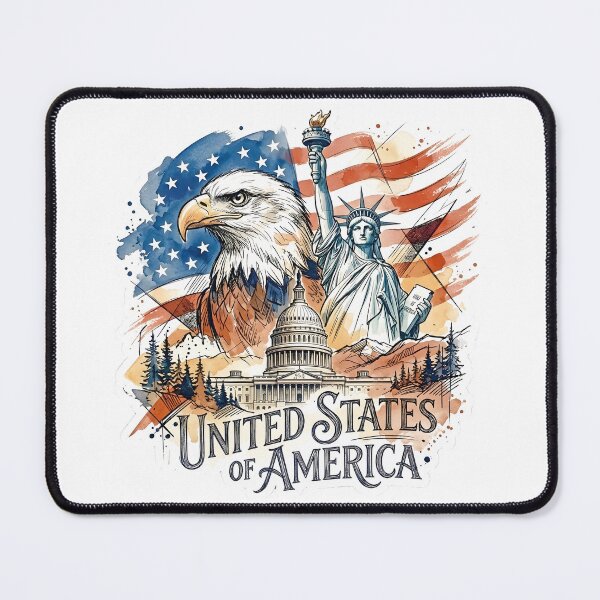 Item preview, Bald Eagle, American Flag and US Landmarks designed and sold by EdwinkOne.