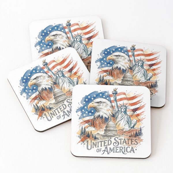 Item preview, Bald Eagle, American Flag and US Landmarks designed and sold by EdwinkOne.