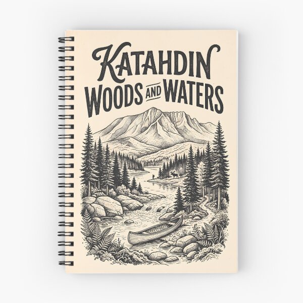 Item preview, Katahdin Woods and Waters Vintage Maine Travel Poster designed and sold by Wild Places Paper Co..