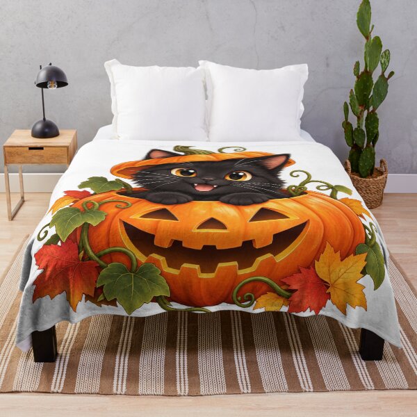 Item preview, Cute Black Kitten in a Jack O Lantern Pumpkin designed and sold by Kate1art.
