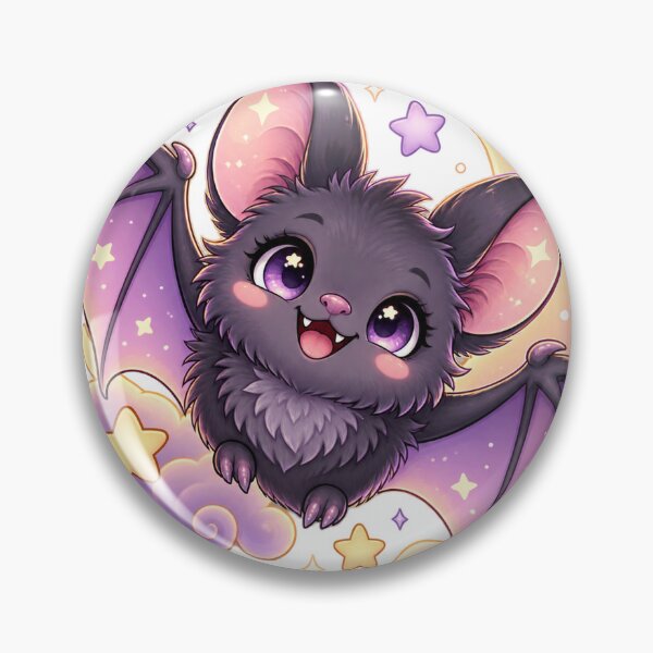 Item preview, Kawaii Purple Bat with Crescent Moon and Stars designed and sold by Kate1art.