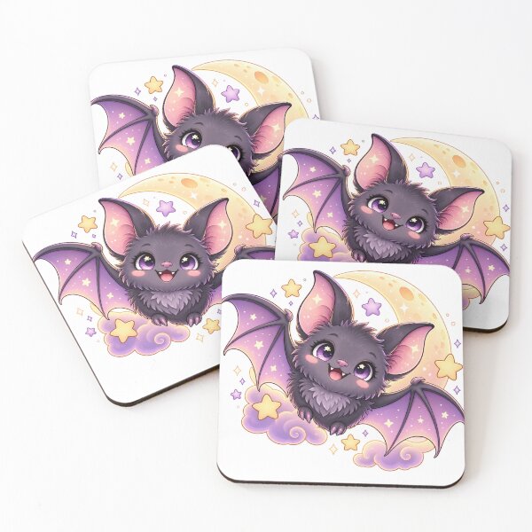 Item preview, Kawaii Purple Bat with Crescent Moon and Stars designed and sold by Kate1art.