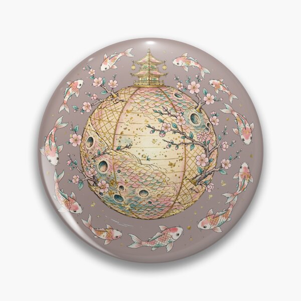 Artikelvorschau, Titel: Oriental Lantern Planet – Sakura Koi und Pagodenmond entworfen und verkauft von PrettyCrypt.