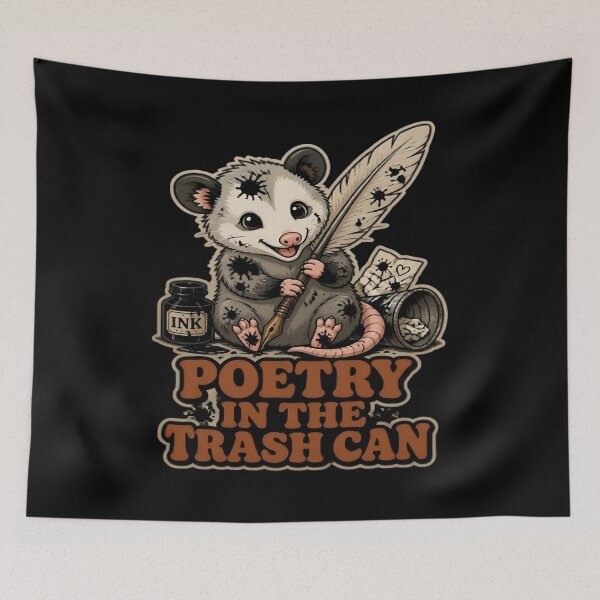 Item preview, Poetry In The Trash Can Funny Baby Opossum Writer designed and sold by PozivoPlus.