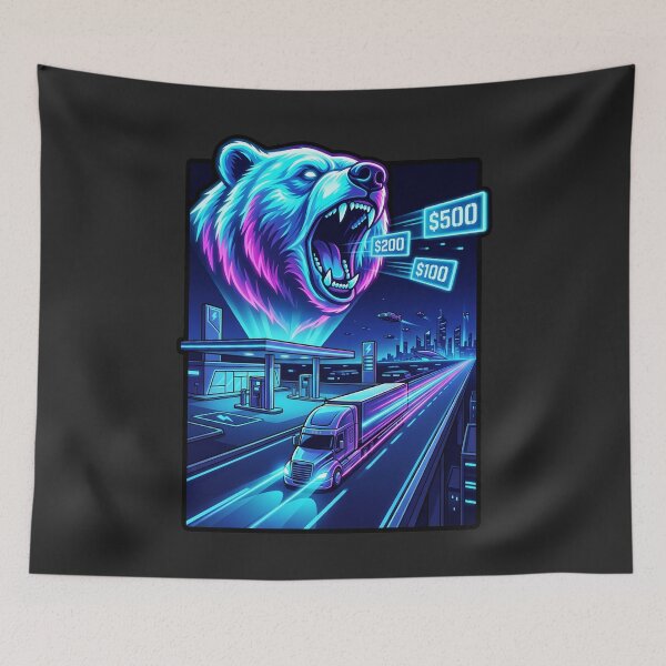 Item preview, Synthwave Trucker & Bear Hologram designed and sold by NomadForge.