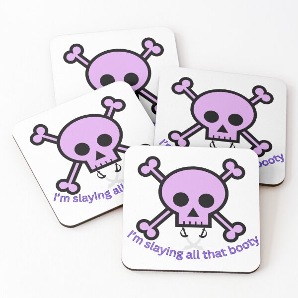 Item preview, I'm Slaying All That Booty | Pastel Pink Skull & Crossbones designed and sold by ZenVibeDesign.