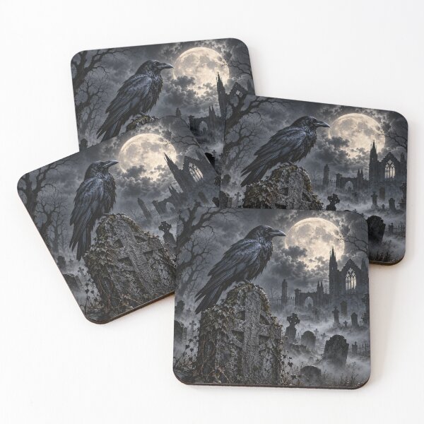 Item preview, Gothic Raven in a Moonlit Graveyard designed and sold by Kate1art.