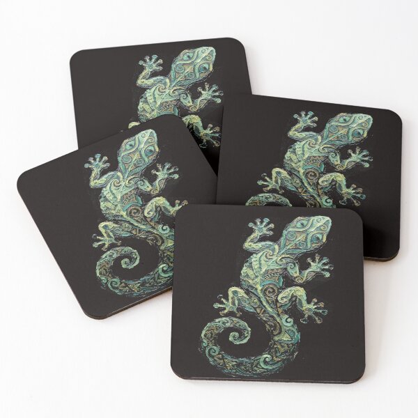 Item preview, Polynesian Tribal Gecko Lizard Impasto Textured Art designed and sold by LayercraftArt.