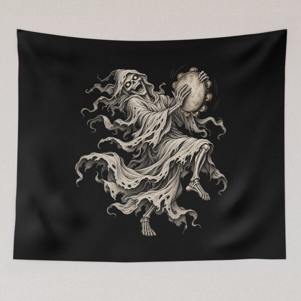 Item preview, Crazy Ghost Tambourine Player Gothic Halloween Music Art designed and sold by Meandmyshop.