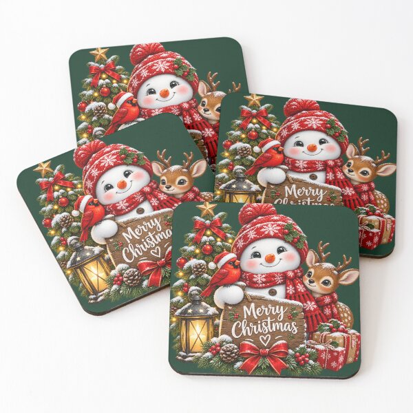 Item preview, Merry Christmas Snowman Reindeer Tree Enchanted Holiday Art designed and sold by QCena.