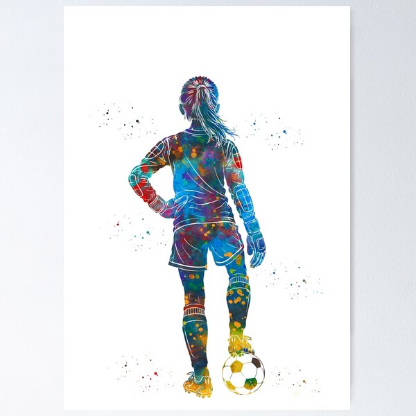 Item preview, Girl Soccer Goalkeeper Watercolor Art designed and sold by Liededrom..