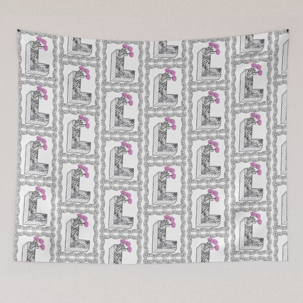 Item preview, Letter L - Illuminated Initial with Pink Flowers in Ornate Frame designed and sold by The Outlier Studio.