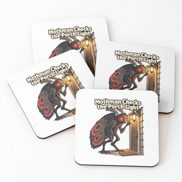 Item preview, Mothman Checks the Porch Light Cryptid Comic Humor designed and sold by ThreadQuirk.