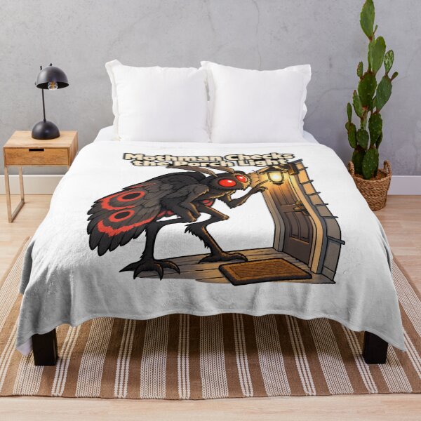Item preview, Mothman Checks the Porch Light Cryptid Comic Humor designed and sold by ThreadQuirk.