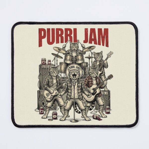 Item preview, Purrl Jam Cat Band Funny 90s Alt Rock Cat Vintage 90s Alt Rock Gift Cat Lover Music Lover Gift designed and sold by FurRealStudioCo.