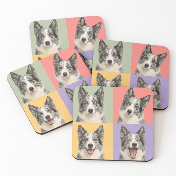 Item preview, Blue Merle Border Collie Portrait designed and sold by pixiedustpaint.
