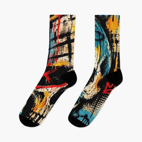 Item preview, Colorful Graffiti Skull – Distressed Urban Street Art designed and sold by AbstractAuraArt.
