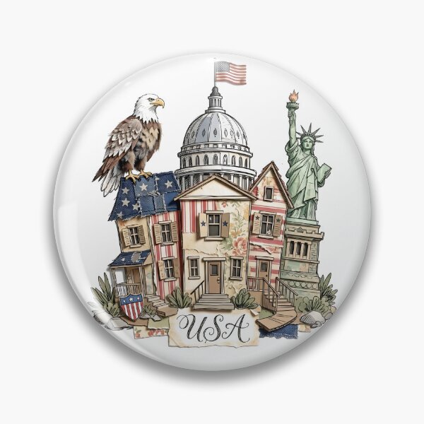 Item preview, American Landmarks Vintage Watercolor Art designed and sold by EdwinkOne.