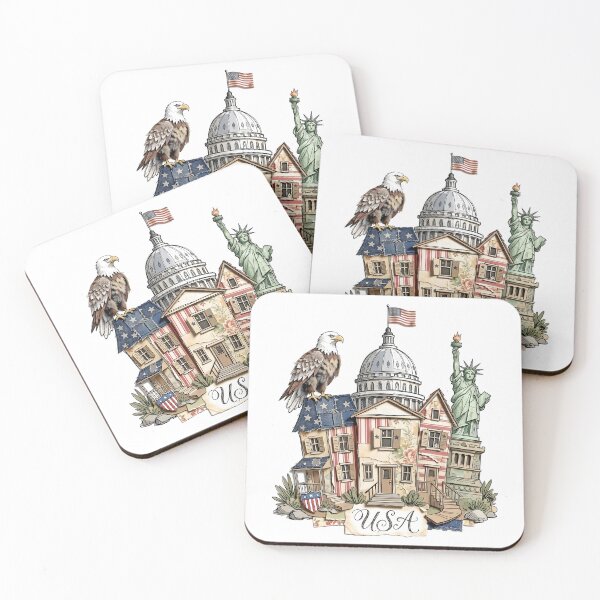 Item preview, American Landmarks Vintage Watercolor Art designed and sold by EdwinkOne.