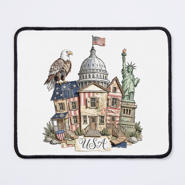 Item preview, American Landmarks Vintage Watercolor Art designed and sold by EdwinkOne.